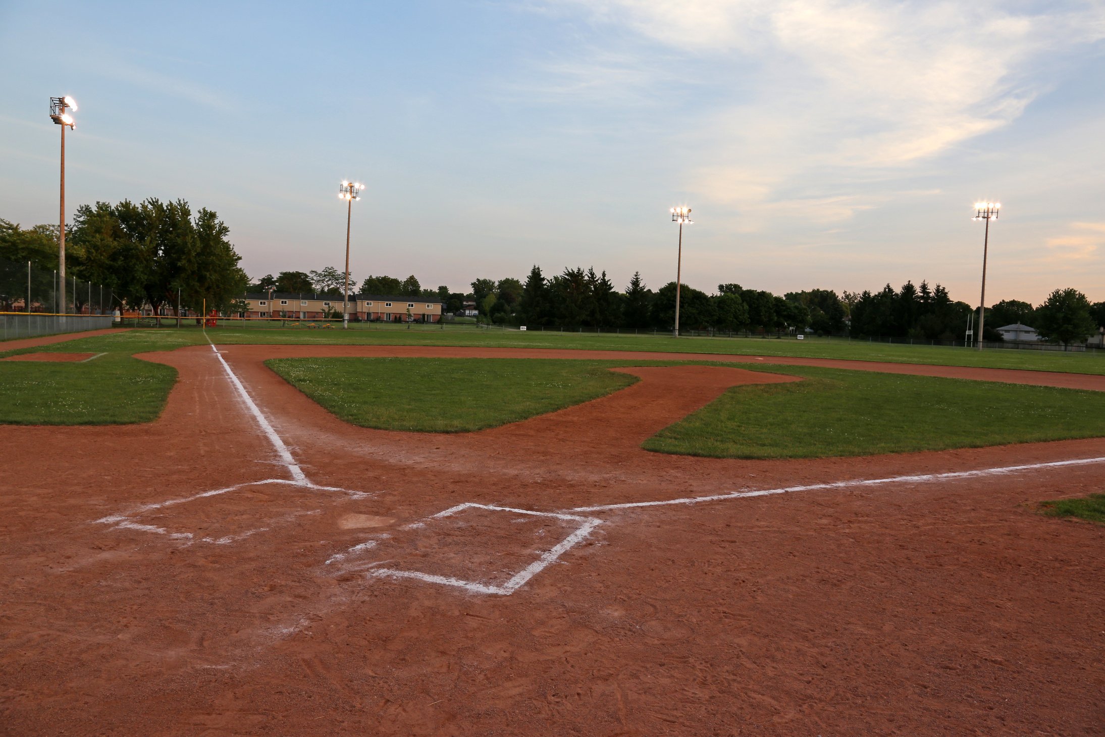 Baseball Field at Sunset